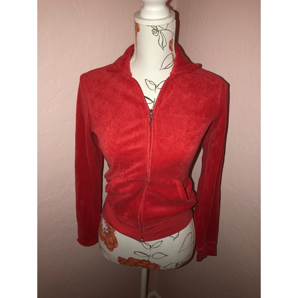 Juicy couture zip up jacket red terry